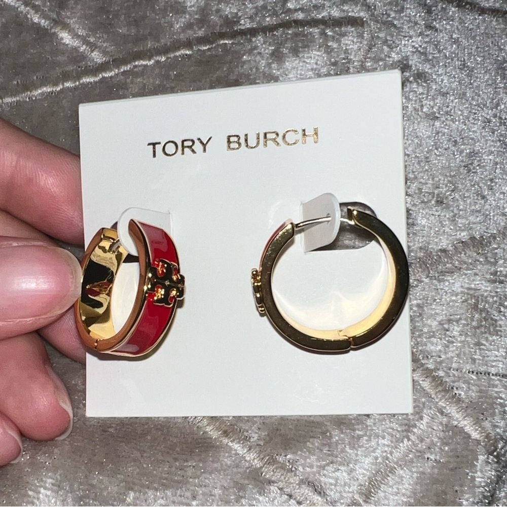 TORY BURCH KIRA ENAMEL HOOPS